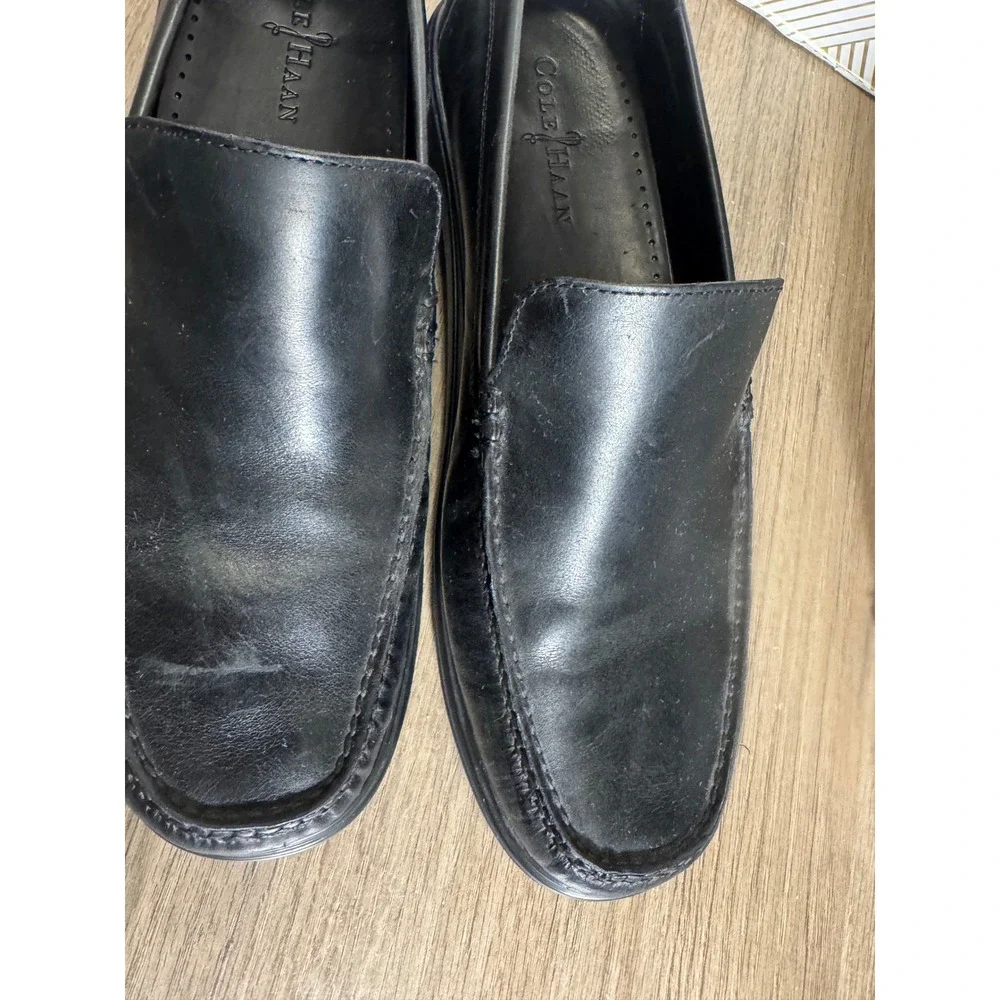 Cole Haan Mens‎ Black Leather Slip On Loafers Moc Toe C09873 Size 11.5M